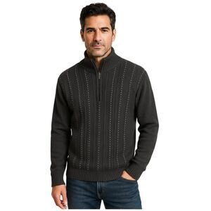 Italian Luxury Brand Codice Wool Blend Quarter Zip Sweater, Sophisticated US 42